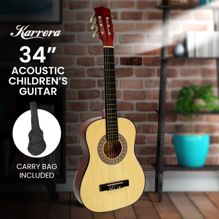 Karrera 34in Wooden Acoustic Childrens Guitar - Natural image 5