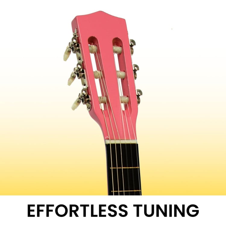 Karrera 34in Acoustic Childrens Wooden Guitar - Pink image 7