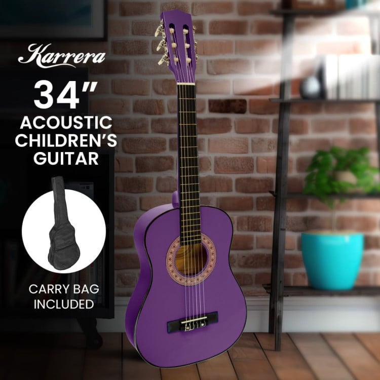 Karrera 34in Wooden Acoustic Childrens Guitar - Purple image 5