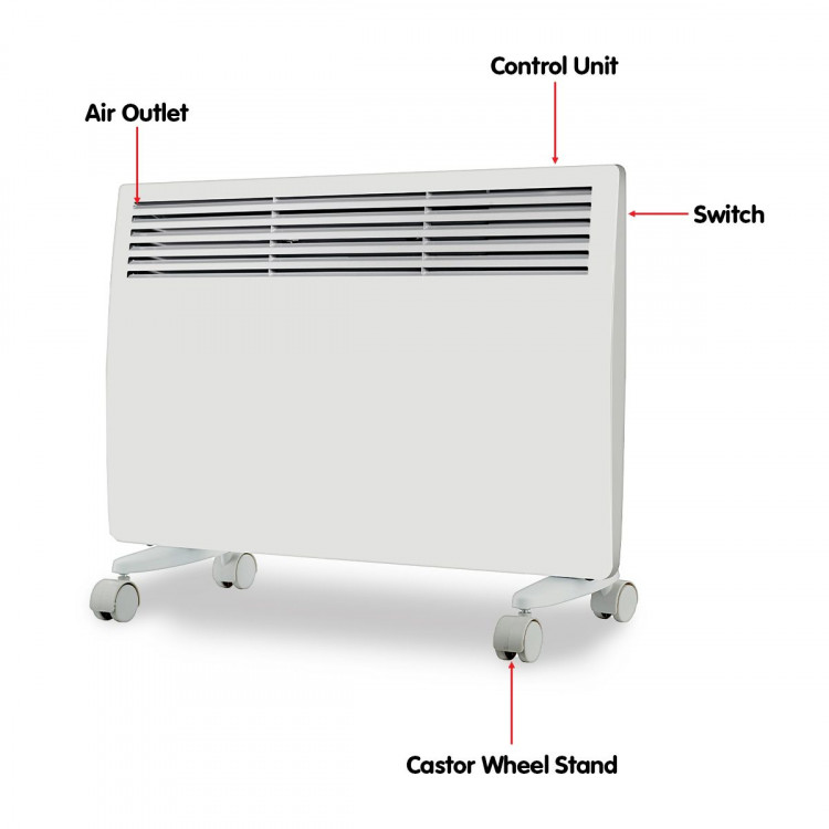 Levante NDM-15WT 1500W Electric Panel Heater Wifi Thermostat Castors image 5