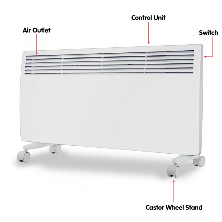 Levante NDM-20WT 2000W Electric Panel Heater Wifi Thermostat Castors image 3
