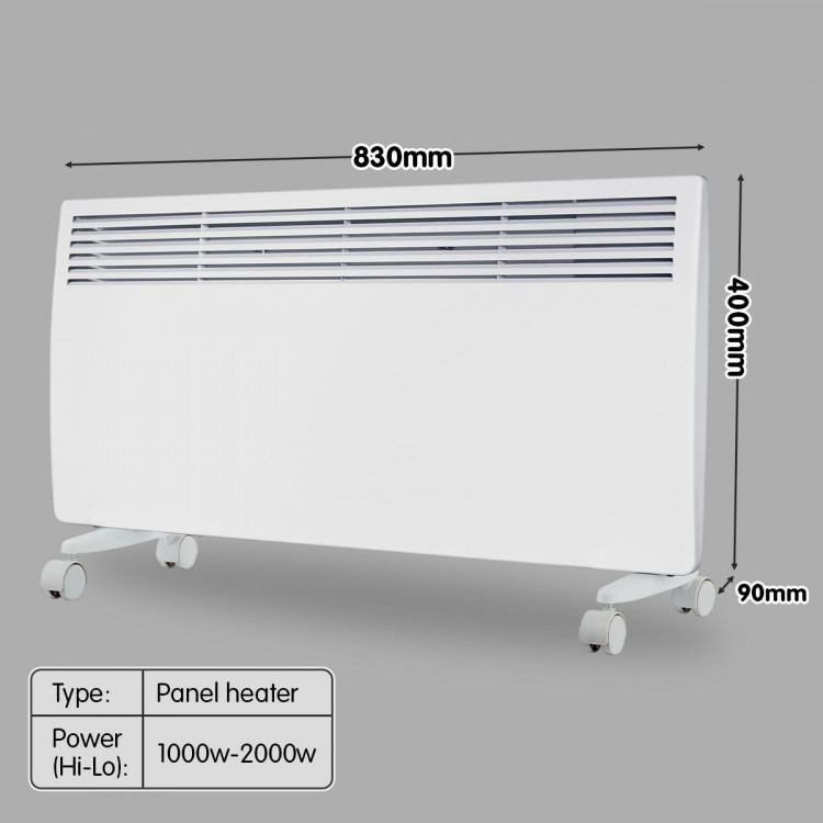 Levante NDM-20WT 2000W Electric Panel Heater Wifi Thermostat Castors image 4