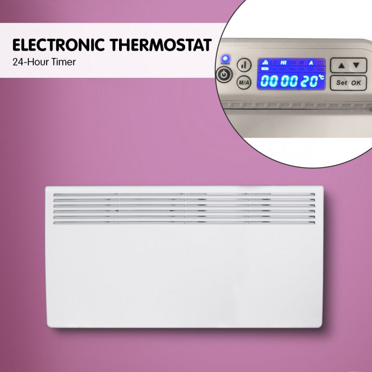 Levante NDM-24WT 2400W Electric Panel Heater Wifi Thermostat Castors image 9