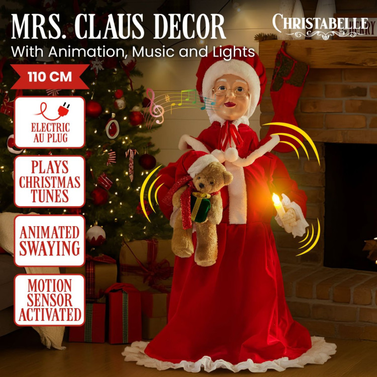 Christabelle 1.1m Musical LED Animated Christmas Mrs Claus Glowing Candle Ornament Decoration image 4