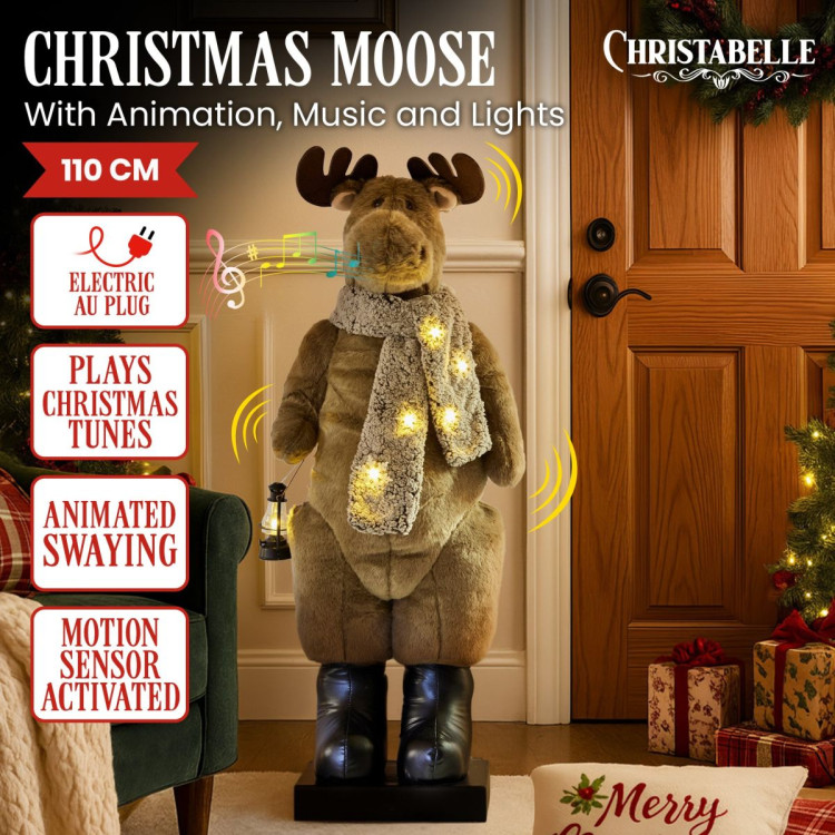 Christabelle 1.1m Musical LED Animated Christmas Moose Decoration Light-Up Lantern Ornament image 7