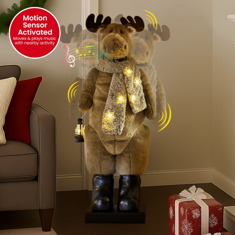 Christabelle 1.1m Musical LED Animated Christmas Moose Decoration Light-Up Lantern Ornament image 4
