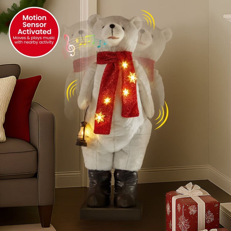 Christabelle Large 1.1m Musical Animated LED White Christmas Bear Decoration Light-Up Lantern Ornament image 5