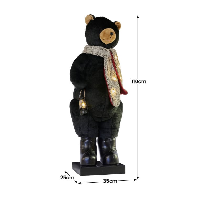 Christabelle Large 1.1m Musical Animated LED Black Christmas Bear Decoration Ornament image 4