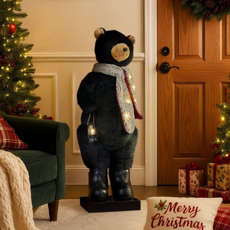Christabelle Large 1.1m Musical Animated LED Black Christmas Bear Decoration Ornament image 7