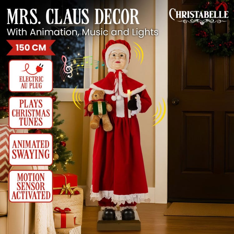 Christabelle Large 1.5m Musical Animated Mrs Claus Christmas Decoration with Candle Ornament image 3