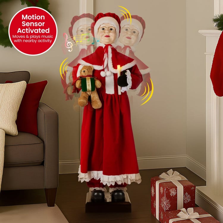 Christabelle Large 1.5m Musical Animated Mrs Claus Christmas Decoration with Candle Ornament image 5
