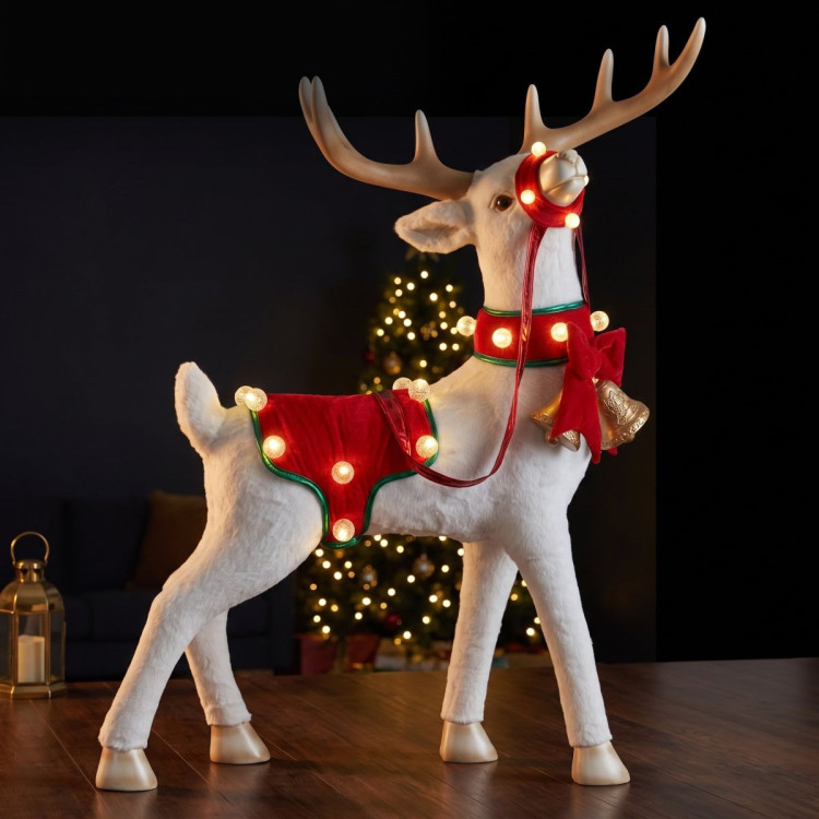 Christabelle 80cm White Reindeer Christmas Light Up Display Animated LED Lights Indoor Xmas Festive Decoration image 3