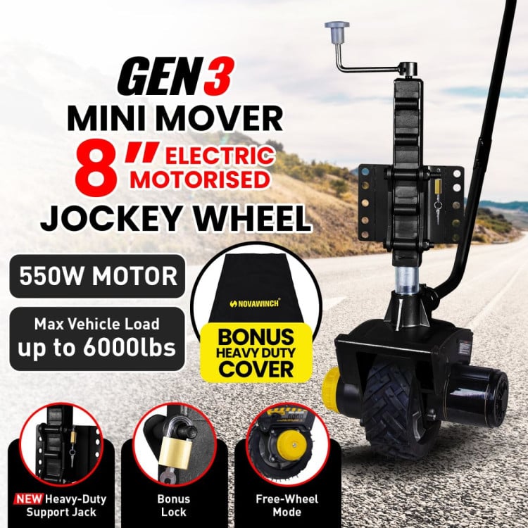 Gen3 Mini Mover 12V 550W Electric Motorised Jockey Wheel 2722kg Heavy Duty Caravan Boat Trailer Camper Mover image 3