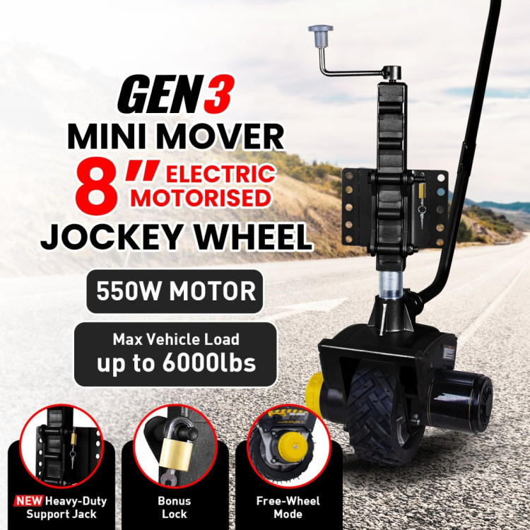 Gen3 Mini Mover 12V 550W Electric Motorised Jockey Wheel - Black image 3