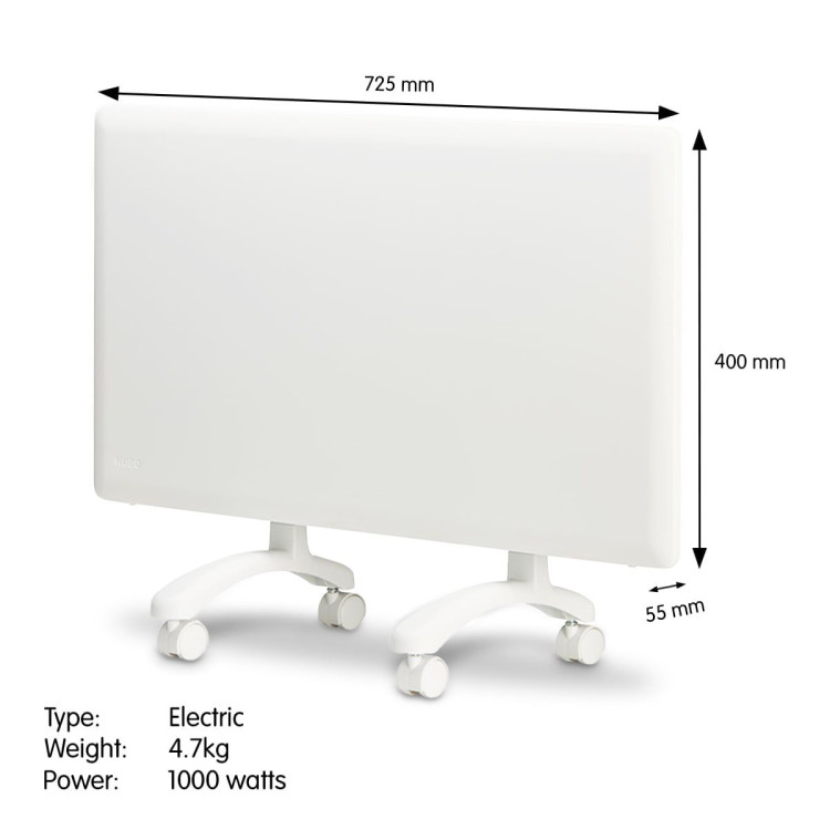 Nobo 1000W Electric Panel Heater with Thermostat & Castors image 8