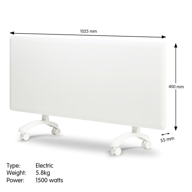 Nobo 1500W Electric Panel Heater with Thermostat & Castors image 3