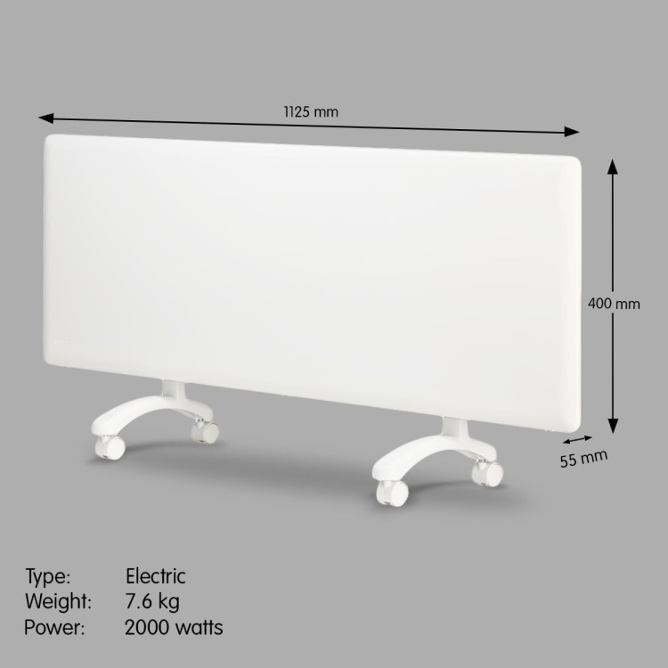 Nobo 2000W Electric Panel Heater with Thermostat & Castors image 7