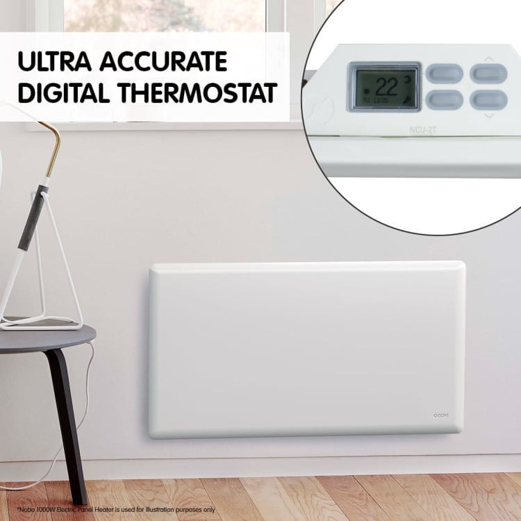 Nobo 2000W NTL4T20 Electric Panel Heater w/ Timer Thermostat & Castors image 5