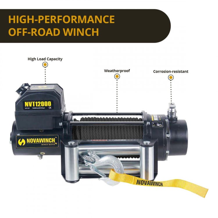 12000LBS 12V Electric Winch Synthetic Rope Off Road 4x4 Truck image 6