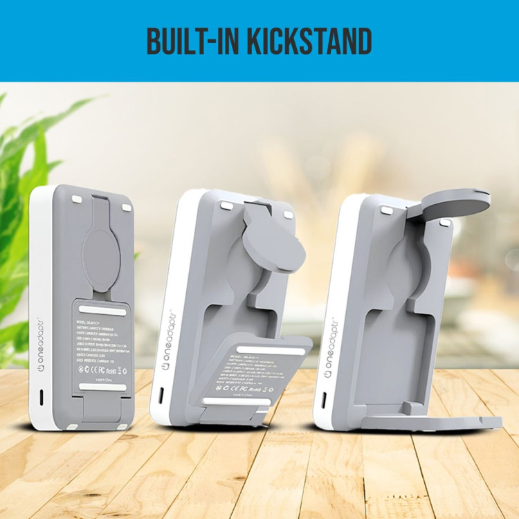 OneAdaptr OneGo Grey 5 in 1 MagSafe Charging Stand Power Bank image 9