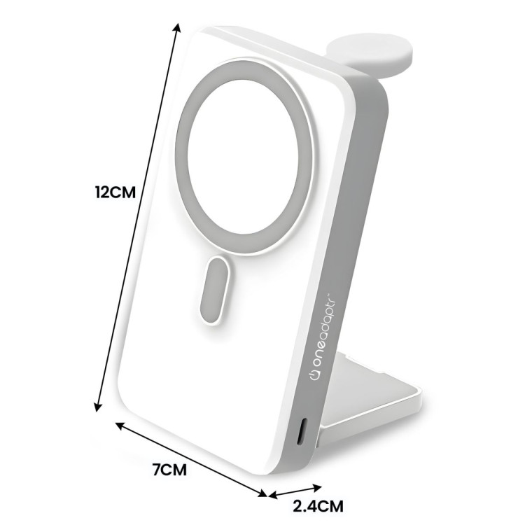 OneAdaptr OneGo White 5 in 1 MagSafe Charging Stand Power Bank image 4