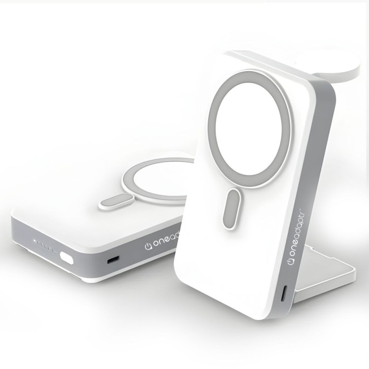 OneAdaptr OneGo White 5 in 1 MagSafe Charging Stand Power Bank image 5