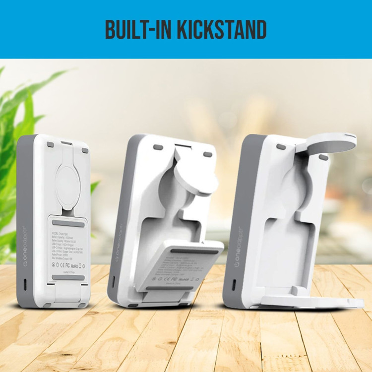 OneAdaptr OneGo White 5 in 1 MagSafe Charging Stand Power Bank image 9