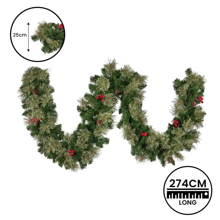 Christabelle 2.74m Christmas Garland with LED Lights Berries Pine Cones Multicolour Tree Decoration Ornament image 7