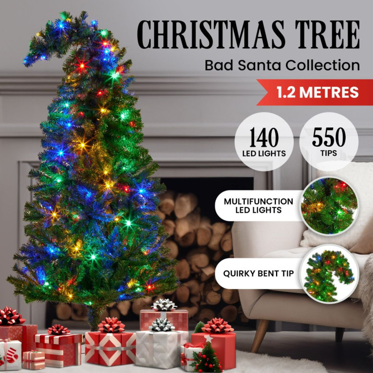 Bad Santa Curved Multicolour Pre-Lit Christmas Tree - 1.2m image 5