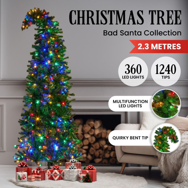 Bad Santa Curved Multicolour Pre-Lit Christmas Tree -  2.3m image 5