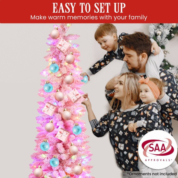 Candy Floss Pink 1.8m Pre-Lit Multicolour Slim Christmas Tree image 10