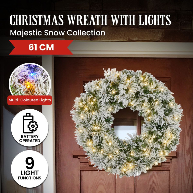 Majestic Snow Christmas Wreath - 61cm image 6