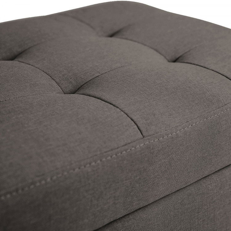 Large Ottoman Linen Fabric Storage Box Footstool Chest - Warm Grey image 4