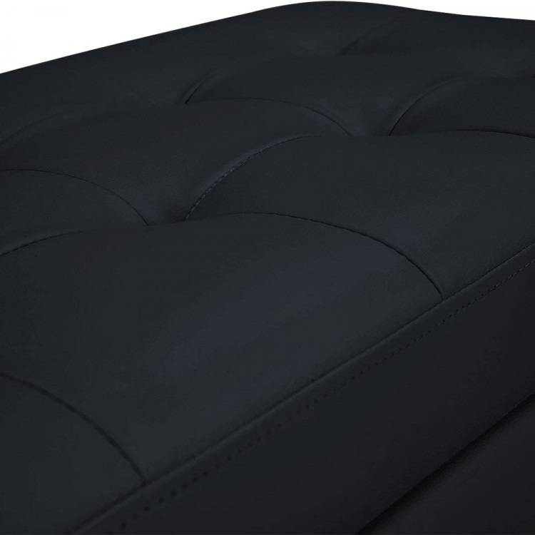 Large Ottoman PU Leather Storage Box Footstool Chest - Black image 4