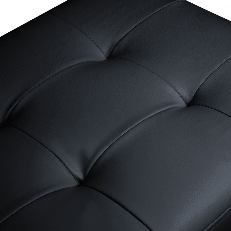 Large Ottoman PU Leather Storage Box Footstool Chest - Black image 7