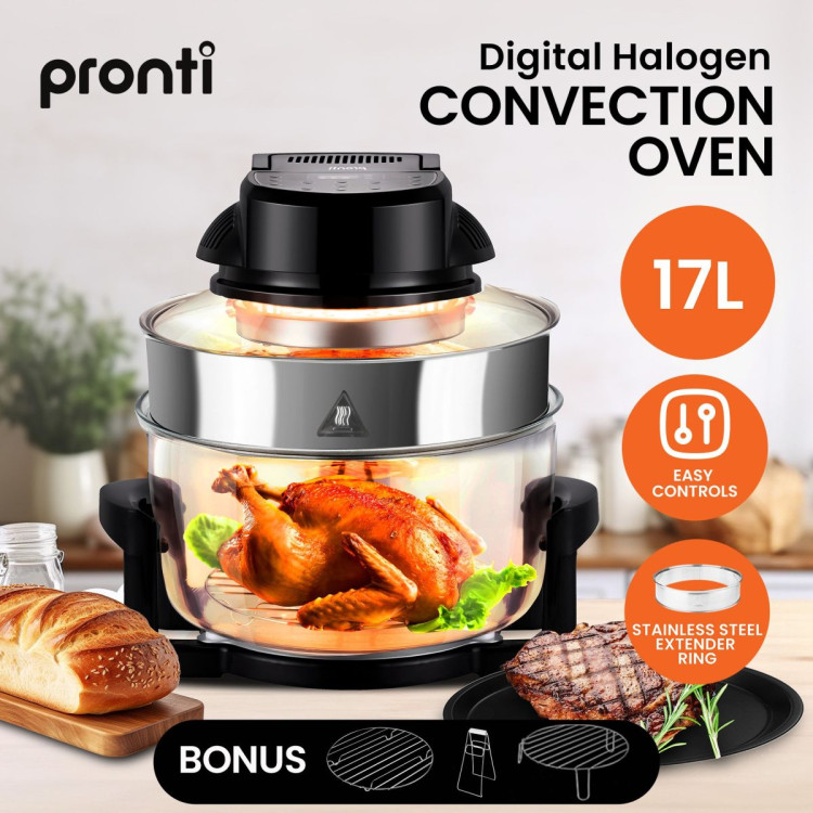 Pronti 17L Digital Family Turbo Convection Oven Broiler Cooker - Black image 13