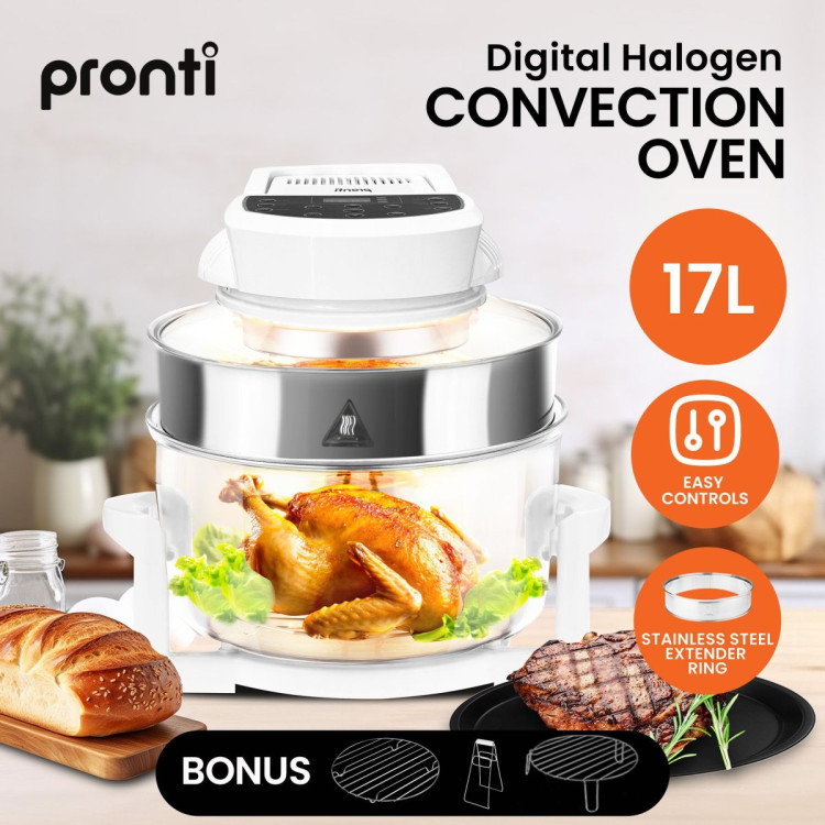 Pronti 17L Digital Family Turbo Convection Oven Broiler Cooker - White image 13