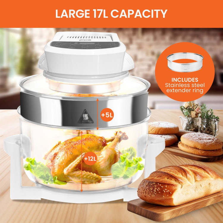 Pronti 17L Digital Family Turbo Convection Oven Broiler Cooker - White image 7