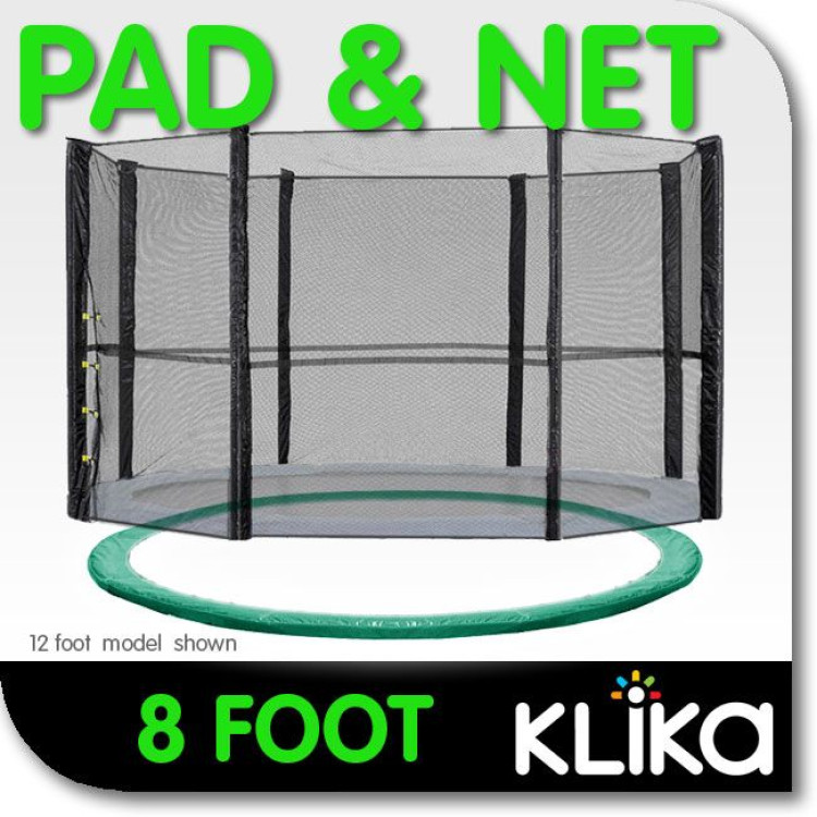 08ft Trampoline Replacement Safety Pad and Net Round 6 Poles Green image 2