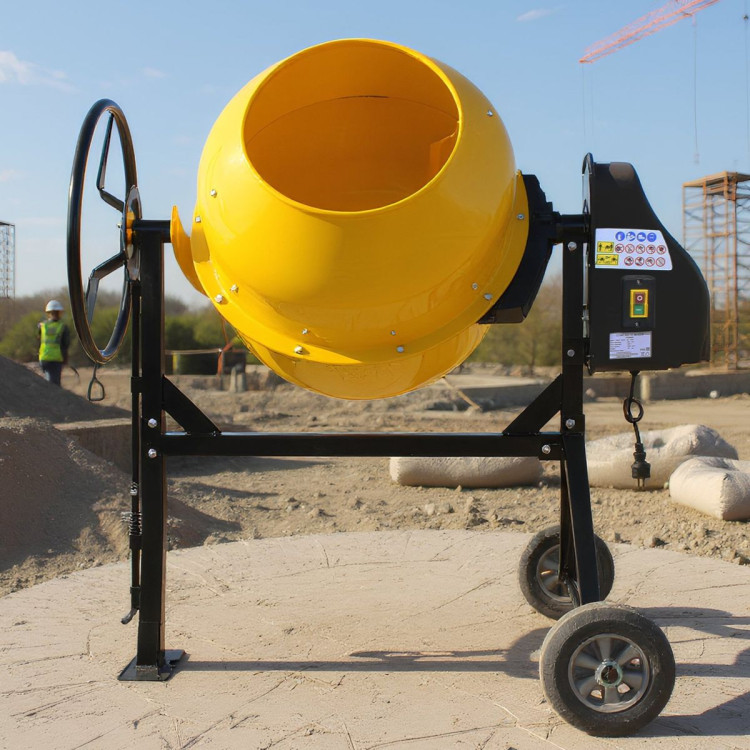 Kartrite Portable 200L Concrete Cement Mixer Sand Gravel Dual Mix Blades & Tipper Lock 850W Heavy Duty Rubber Wheels image 10