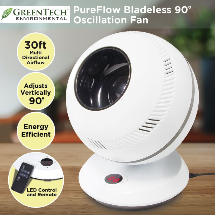 GreenTech PureFlow Bladeless Fan 90-Degree Tilt and Oscillation image 3