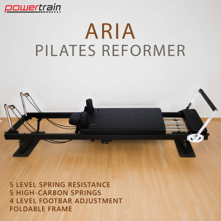 Powertrain Aria Pilates Reformer Machine Steel Foldable Multifunctional Home Gym Equipment Exercise Trainer Black image 3