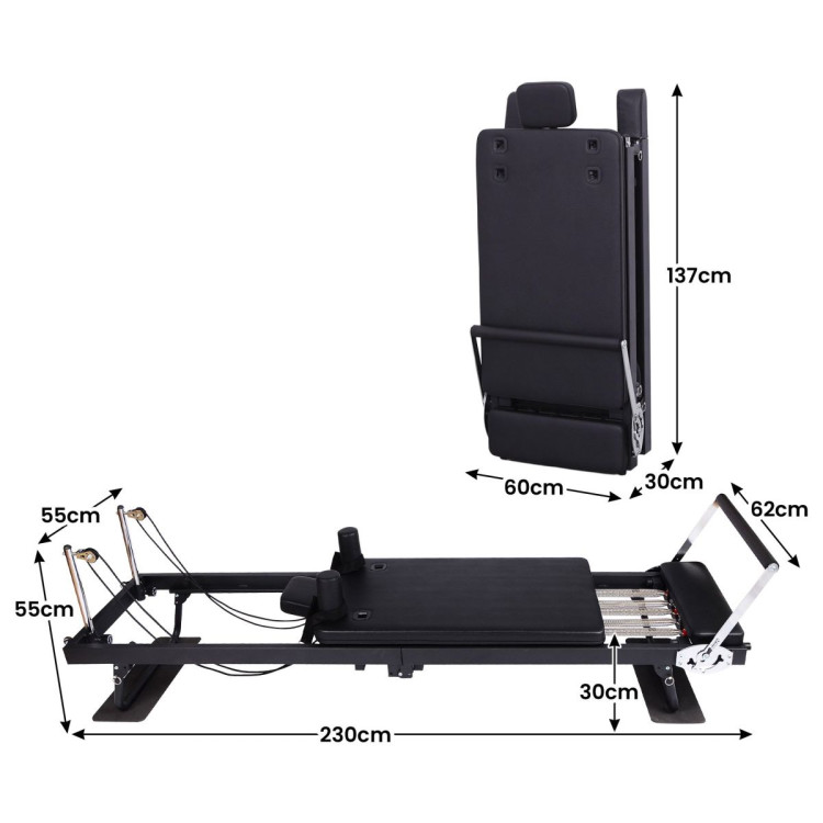 Powertrain Aria Pilates Reformer Machine Steel Foldable Multifunctional Home Gym Equipment Exercise Trainer Black image 4