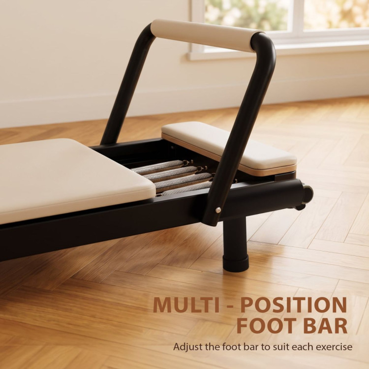 Powertrain Lyra Pilates Reformer Machine Foldable Multifunctional Home Gym Equipment Exercise Trainer Beige image 6