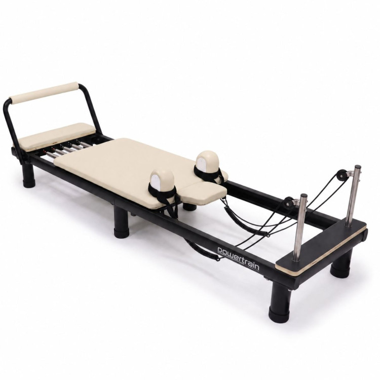 Powertrain Lyra Pilates Reformer Machine Foldable Multifunctional Home Gym Equipment Exercise Trainer Beige image 15