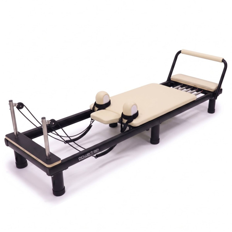 Powertrain Lyra Pilates Reformer Machine Foldable Multifunctional Home Gym Equipment Exercise Trainer Beige image 17