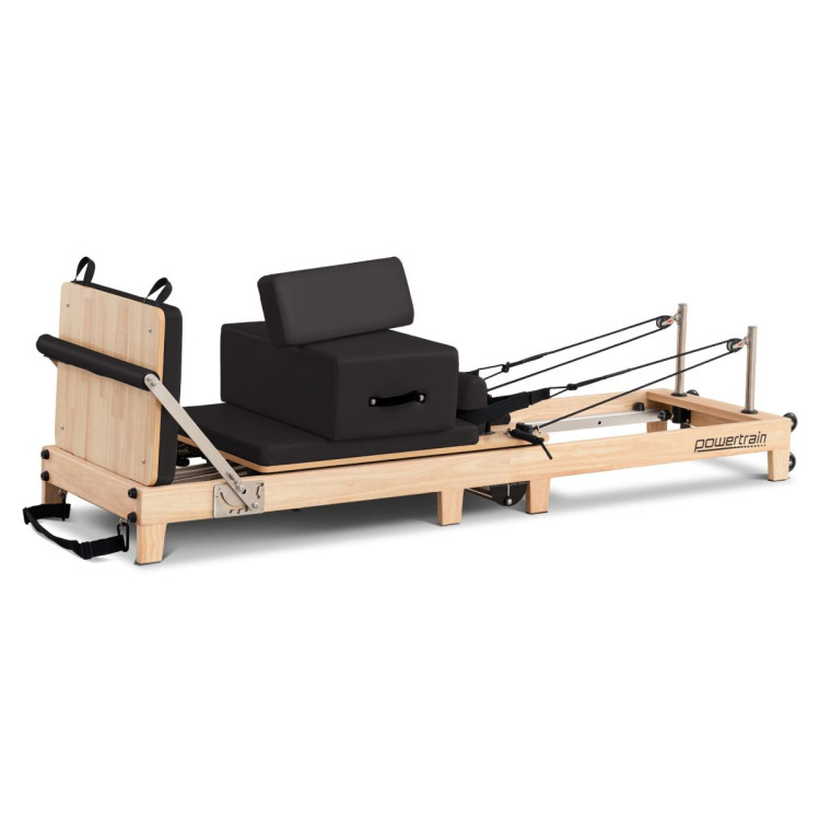 Powertrain Selina Pilates Reformer Machine Wooden Folding Multifunctional Home Gym Equipment with Jumpboard & Sitting Box Oak Black image 12