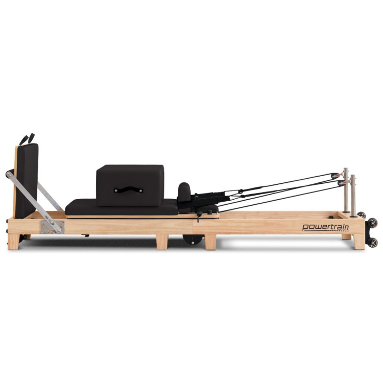 Powertrain Selina Pilates Reformer Machine Wooden Folding Multifunctional Home Gym Equipment with Jumpboard & Sitting Box Oak Black image 13