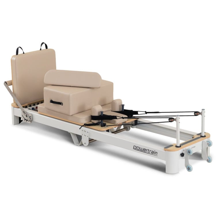 Powertrain Velora Pilates Reformer Machine Aluminium Foldable Multifunctional Home Gym Equipment Exercise Trainer Beige image 4