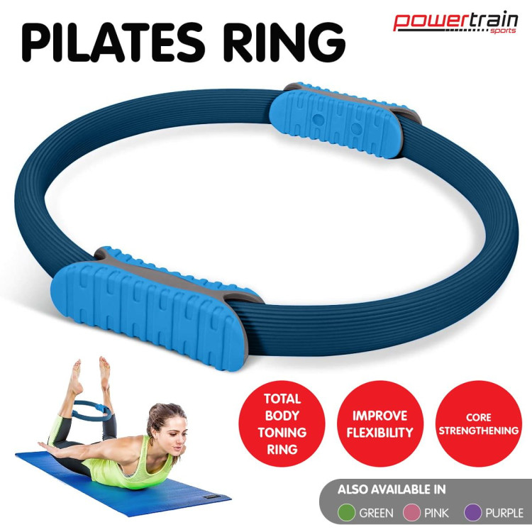Powertrain Pilates Ring Band Yoga Home Workout Exercise Band Blue image 10